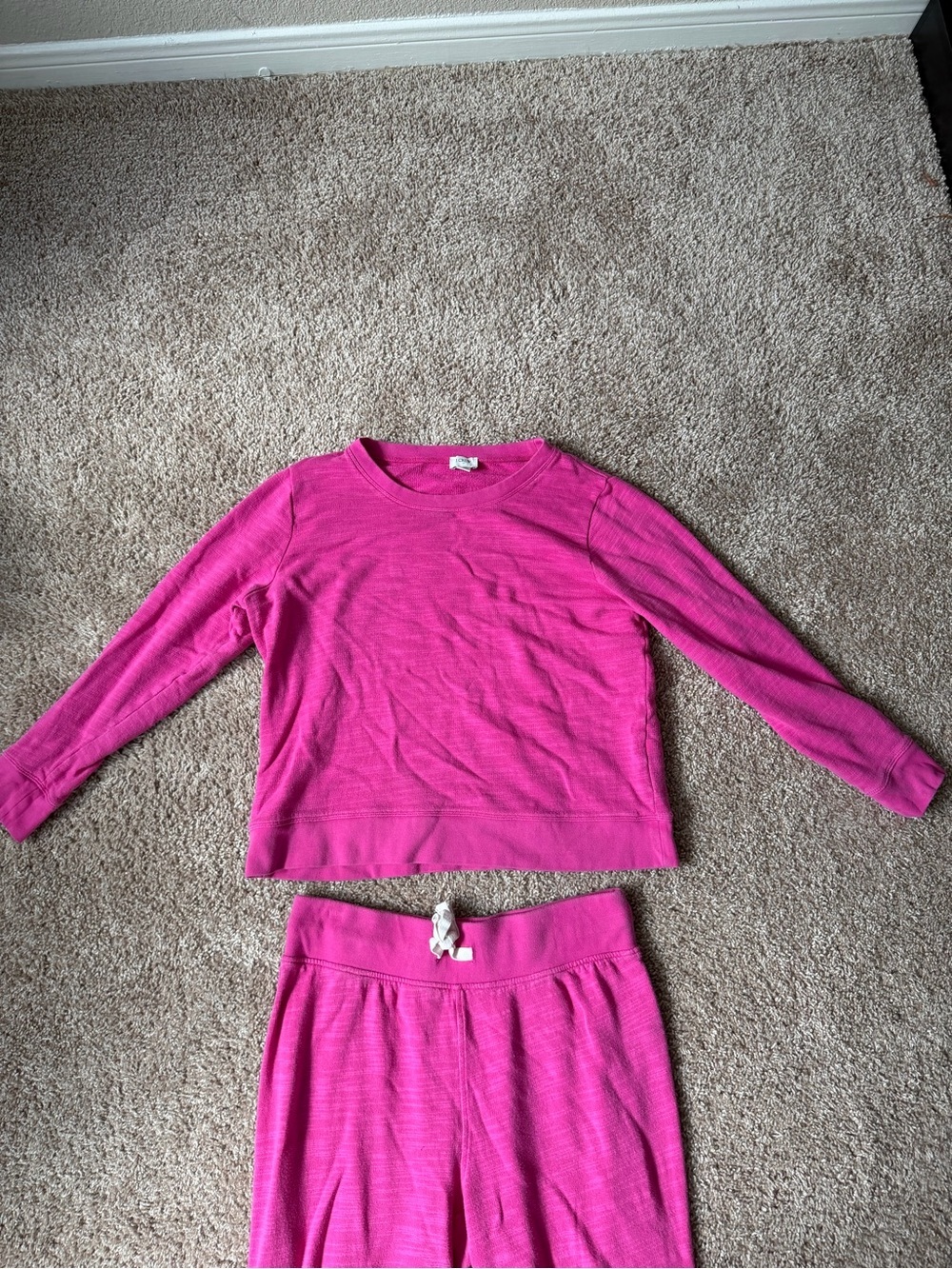 100% Cotton J.Crew 2 piece Re-imagined Hot Pink Sweatsuit - Picture 3 of 6